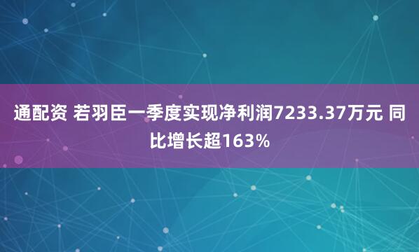 通配资 若羽臣一季度实现净利润7233.37万元 同比增长超163%